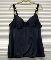 Swim by Cacique NWT Black Balconette Bra Tankini Top Size 42D