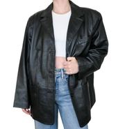 Vintage 90s Style & Co Black Leather Blazer Jacket
