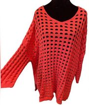 WynneLayers Paprika Open Stitch Cotton Casual Loungewear Knit Bat Sleeve Top