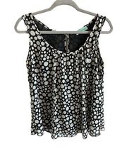 Chris & Carol Polka Dot Sleeveless Blouse, Black & White, Size Small