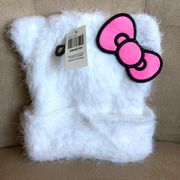 NEW  Fuzzy Beanie With Pink Bow NWT