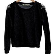 Buckle Black Rhinestone Sweater Size Medium Petite Burnout Embellished Miss Me