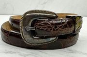 Andrea Barnett Vintage Italian Calfskin Belt Size 32 Sterling Silver 925 Buckle