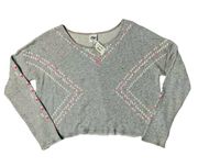 NEW Tokyo Darling Aeropostale Gray Hearts Cropped Oversized Sweatshirt Size M