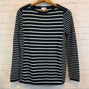 J. Jill blue gray striped sweater zippers size XS