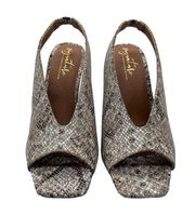 Journee Collection Shoes Women 10 Gray 100% Leather Elena Snakeskin Peep Toe NEW