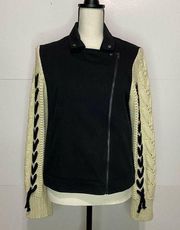 Ellison Womens Medium Black Laced Sweater Sleeve Full Zip Jacket