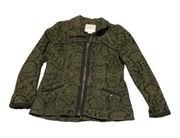 Hei Hei Anthropologie womens medium petite green floral velour jacket