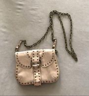 Kooba Crackle Leather Studded Chain Strap Crossbody Bag Bronze