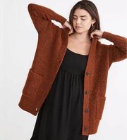 Madewell Cowen Cardigan Sweater Oversized Knit in Burnt Orange Extra Small