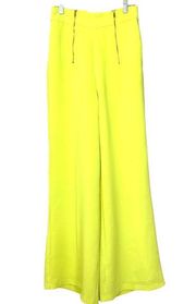 Line & Dot Neon Yellow Double Zipper Front Wide Leg Pants, NWOT, Size Small