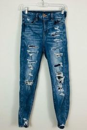 American Eagle  | Light Wash Super Distressed Jegging Jeans Size 2 SHORT