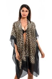 ANIMAL PRINT ROBE DUSTER KAFTAN COVER UP SHAWL LEOPARD KIMONO SCARF WEAR CHIC