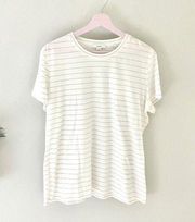 NWT Vince White/Pink Striped Cotton Short Sleeve Tee in Size XL