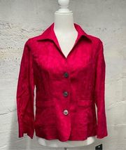 Jones Wear pink red floral blazer tailored 3 button closure NWT