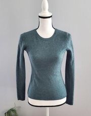 Adrienne Vittadini 100% 2-Ply Cashmere Green Sweater Size S