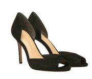 Veronica Beard Gadot Peep-Toe Pump heel In Black suede  size 8.5