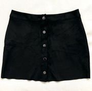 Naked Zebra Black Faux Suede Button Up Mini Skirt Size L