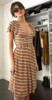 Henna Striped Wrap Dress