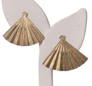 SIGNED CARLA 14K GF TRI COLOR FAN EARRINGS