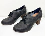 Dr. Scholl's NWOT Alison Dark Gray Blue Shoe Tie Block Heel Oxford Pumps Size 8M