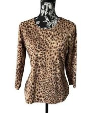 J McLaughlin Signature Shirt Catalina Cloth Camel Animal Print Large NWT