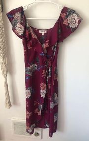 Magenta Floral Wrap Dress