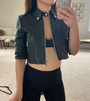 cropped leather jacket. 38. S