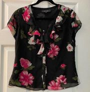 Black Floral Blouse - Size 6