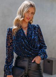 Blue Velvet Leopard Top