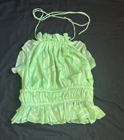 Design Lime Green Backless Halter Top   Size 6