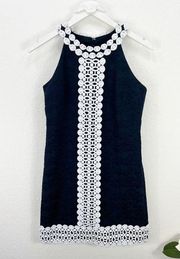 Michael Kors Navy White Embroidered Sleeveless Sheath Dress Size 6