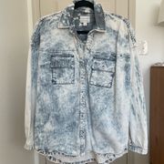 Acid Wash Oversized Button-up Shirt