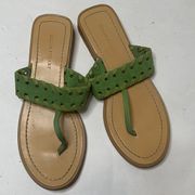 Colin Stuart Thong Strap Lime Green Suede Leather Sandals Size 8 EUC