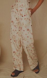 Isola Safari Wide Leg Linen Pants NWT. Hard to find. Beige with tan/brown pattern. No stretch. Hip pockets.  12” waist 11”rise. 30” inseam 10” ankle