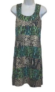 Diane von Furstenberg Silk Animal Print Cheetah Snake Green Cutout Dress SZ 6