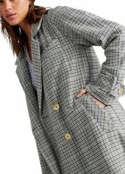 Free People WE THE FREE Liberty Duster Plaid Wool Blend Coat Size Small