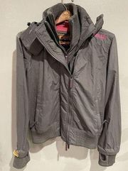 Women’s Medium SUPERDRY Luxury Ski/Snowboard Jacket-Gray The Windbomber Fashion