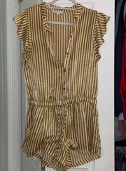 Striped button up romper