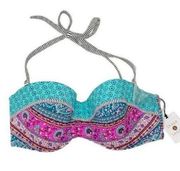 Shade & Shore  Bikini Top Multicolored Bikini Swimsuit Top Size 34D NEW