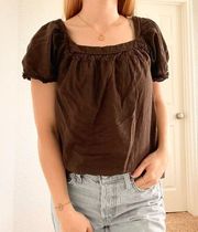 Vintage Merona Brown Peasant Top