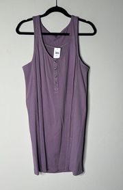 591-SPLENDID Dusty Purple Button Front Tank Dress