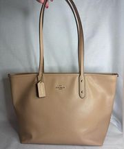 Crossgrain Leather City Zip Top Tote in Natural Color VGUC