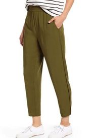 Madewell Dolphin Hem Lightweight Cropped Trousers Olive Green Size Small
