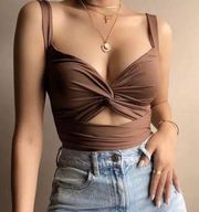 Boutique Brown Twisted Croptop Size Small