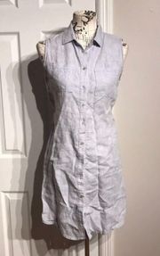 NWOT Linen Shift Tunic Sheath oversized blouse baby sky chambray summer beach work❌