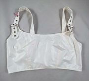 LG salty shiny white pleather adjustable straps cropped top
