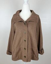 Ruby Rd Petite Cotton Brown Button Down Jacket Size Petite Large