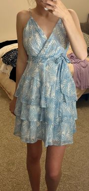 Blue and white tropical sundress 