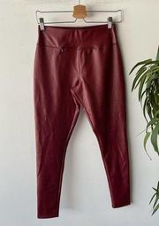 Nordstrom Rack Leggings Small Burgundy Faux Leather Tight Retro Casual Wine